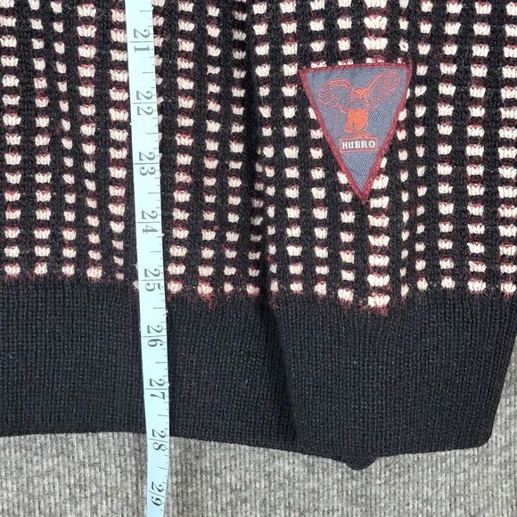 Skjaeveland Hubro Sweater Mens Small Black White Red 100% Wool Norwegian 1/4 Zip - Picture 4 of 15